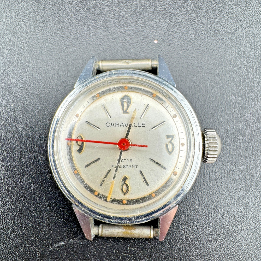 Vintage Caravelle Watch Water Resistant Red Second Hand